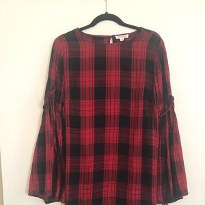 NWOT Plaid dress w/ bell sleeves